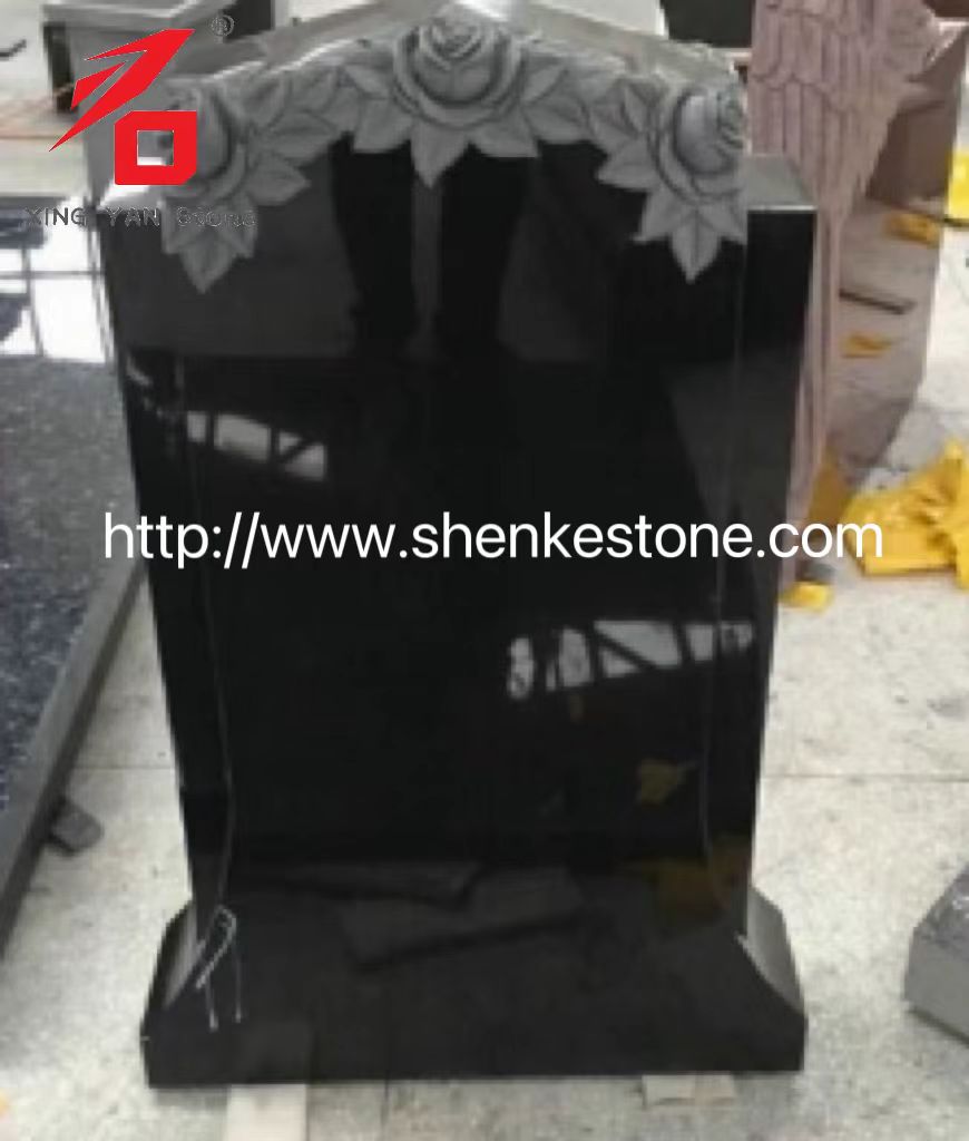 Peringatan Rose Granit Hitam Kualitas Tinggi Cemeter Kanggo Cemetery