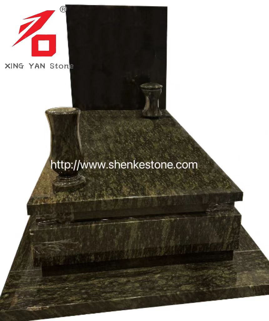 Tugu Granit Granit Zaitun lan ndhukung Tablet Watu Ireng, lan Lanterns