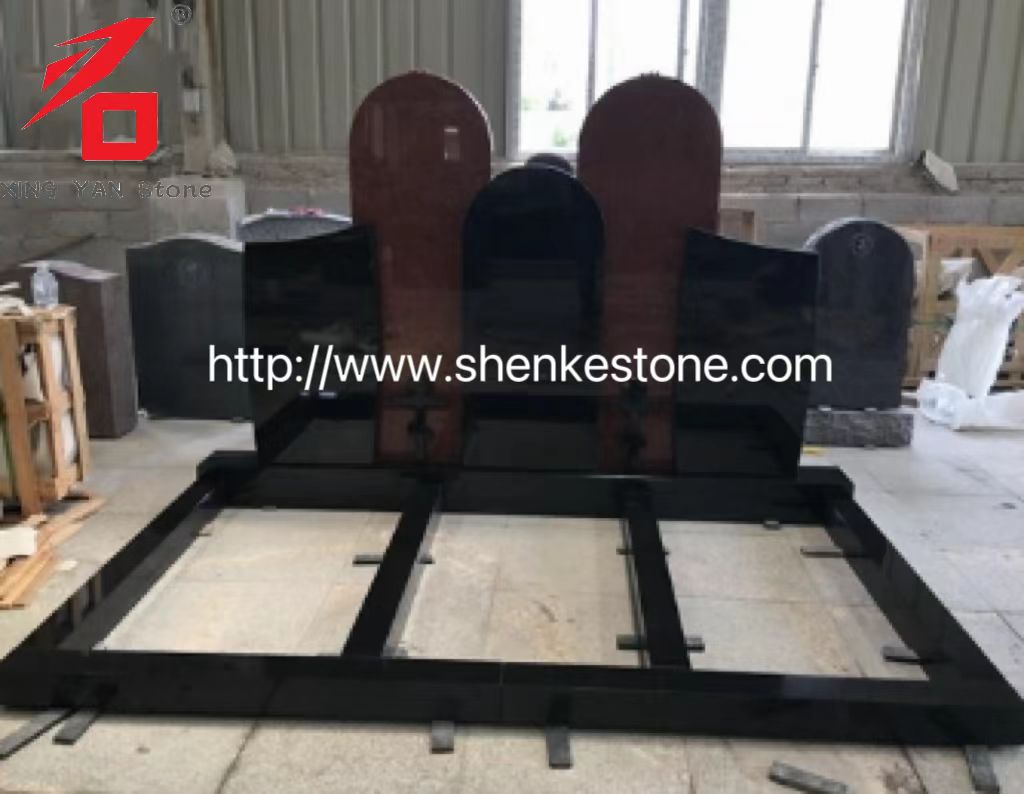 Tombstone Rusia Gaya Granit Tombstone nganggo Cross sing diukir