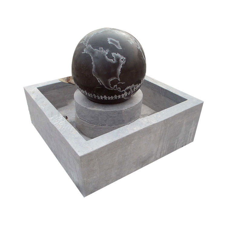 Stone Ball Fountain Black Ball Kanthi Base Gray